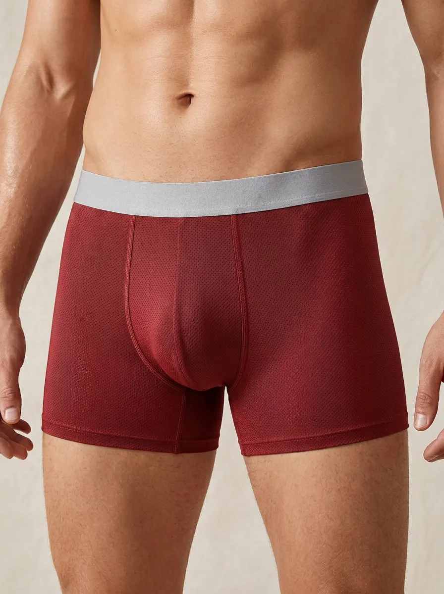 Men's Athletic Performance Grey Mesh Printed Boxer Briefs
