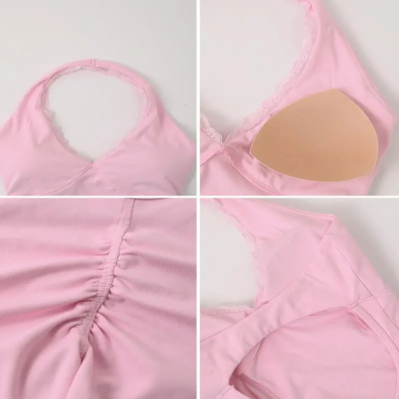 Backless Halter Activewear With Lace Trim