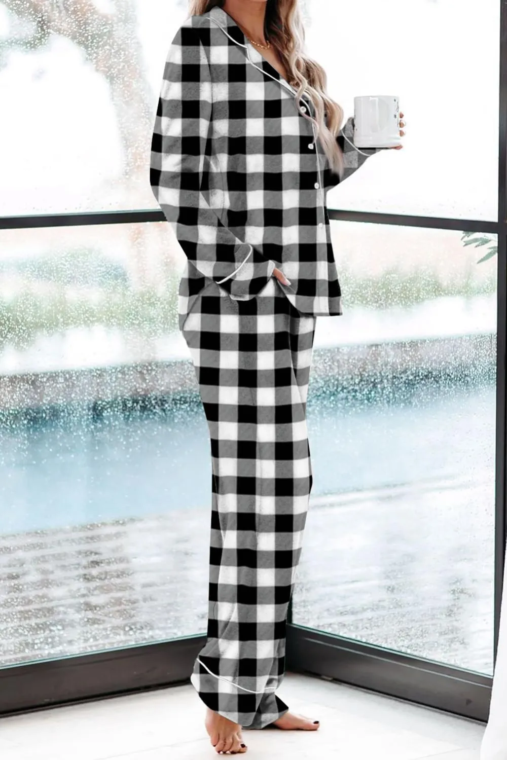 Women's Pajama Sets Long Sleeve Button Down Sleepwear Nightwear Soft Pjs Lounge Sets