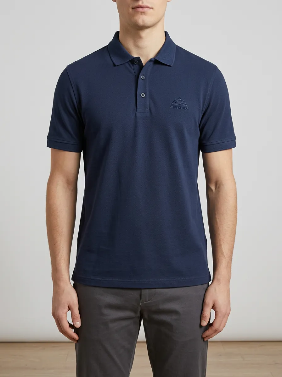 Refined Mountain-Detail Men's Polo Shirt