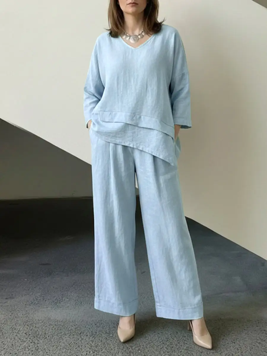 Relaxed Long Sleeve Top And Pants Set