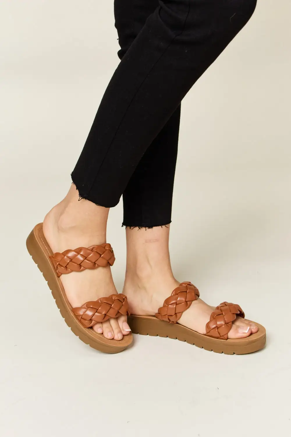 Woven Double Band Platform Sandals