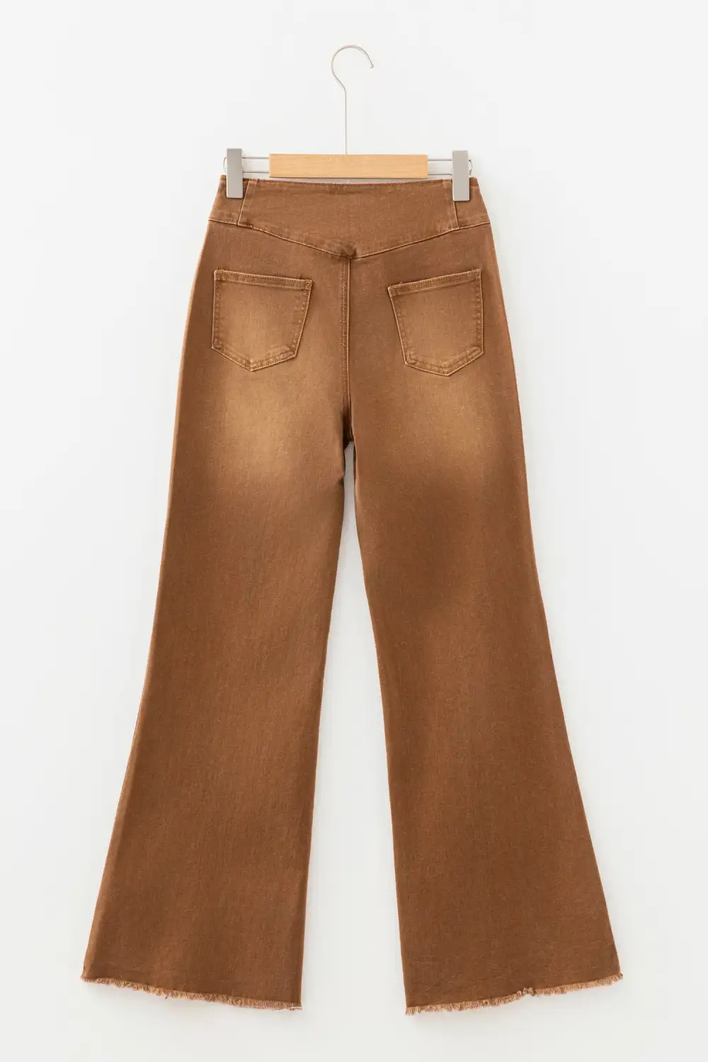 Everyday Flare High Waist Raw Hem Button Jeans