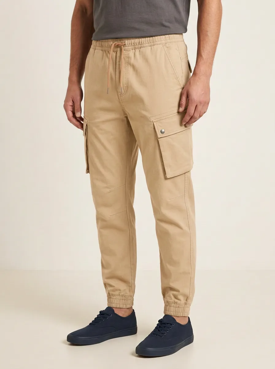 Elastic-Waist Printed Men's Cargo Pants