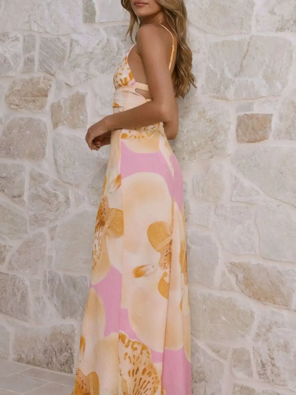 Sleeveless Floral Printed Midi Dress