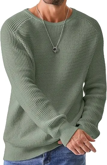 🧶 Men’s Waffle Knit Crewneck Sweater – Effortless Warmth. Everyday Style.