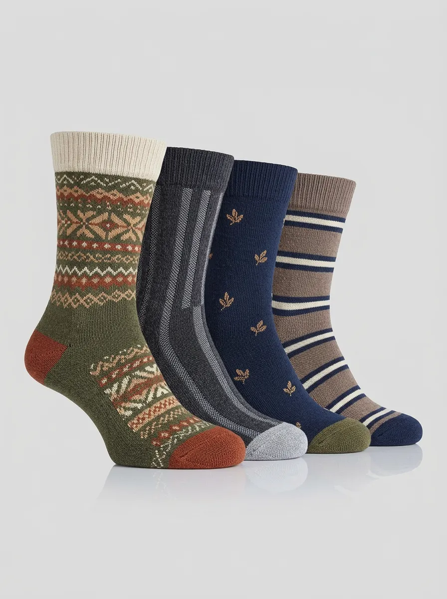 Urban Striped Vintage Style Men's Four Pair Socks