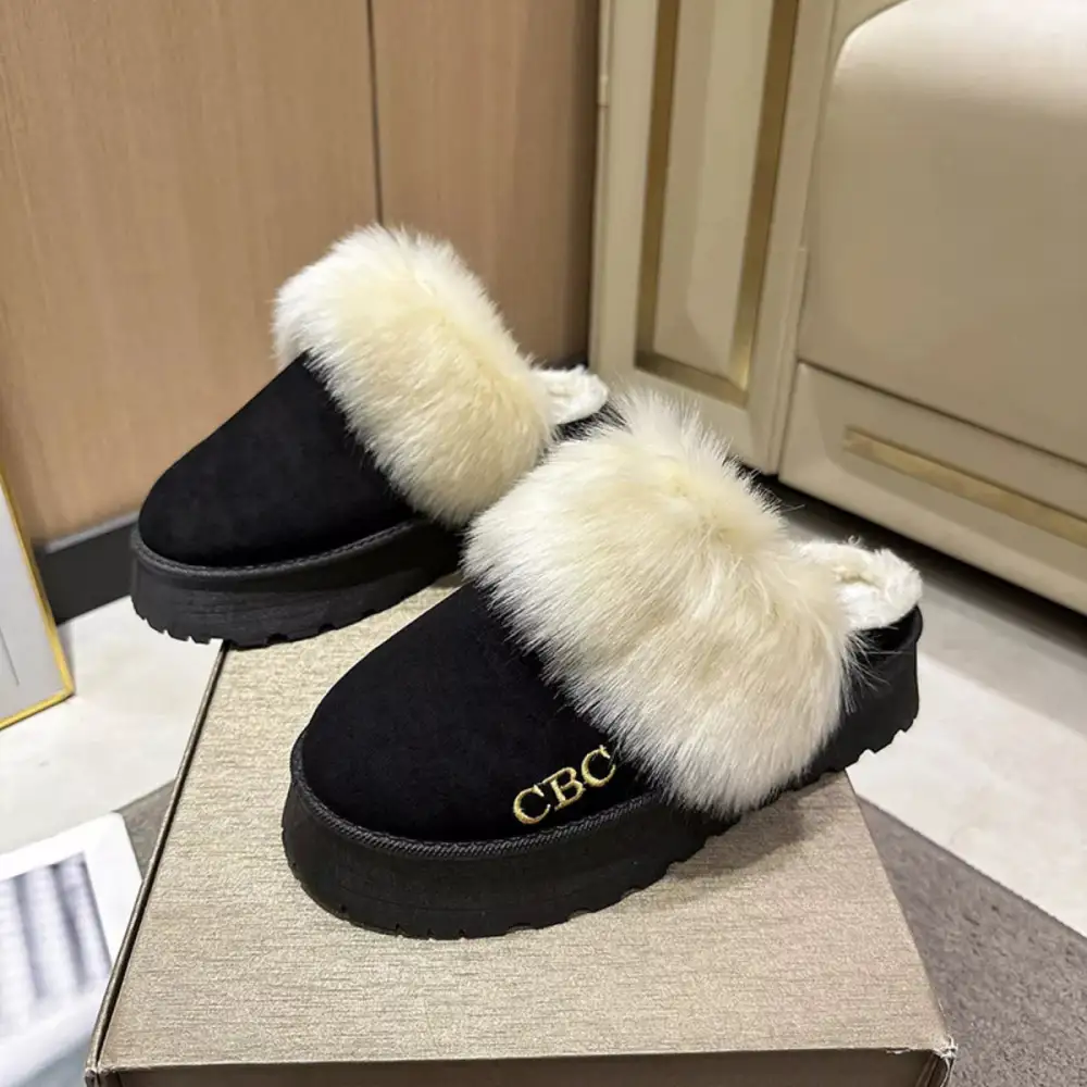 Furry Platform Slippers
