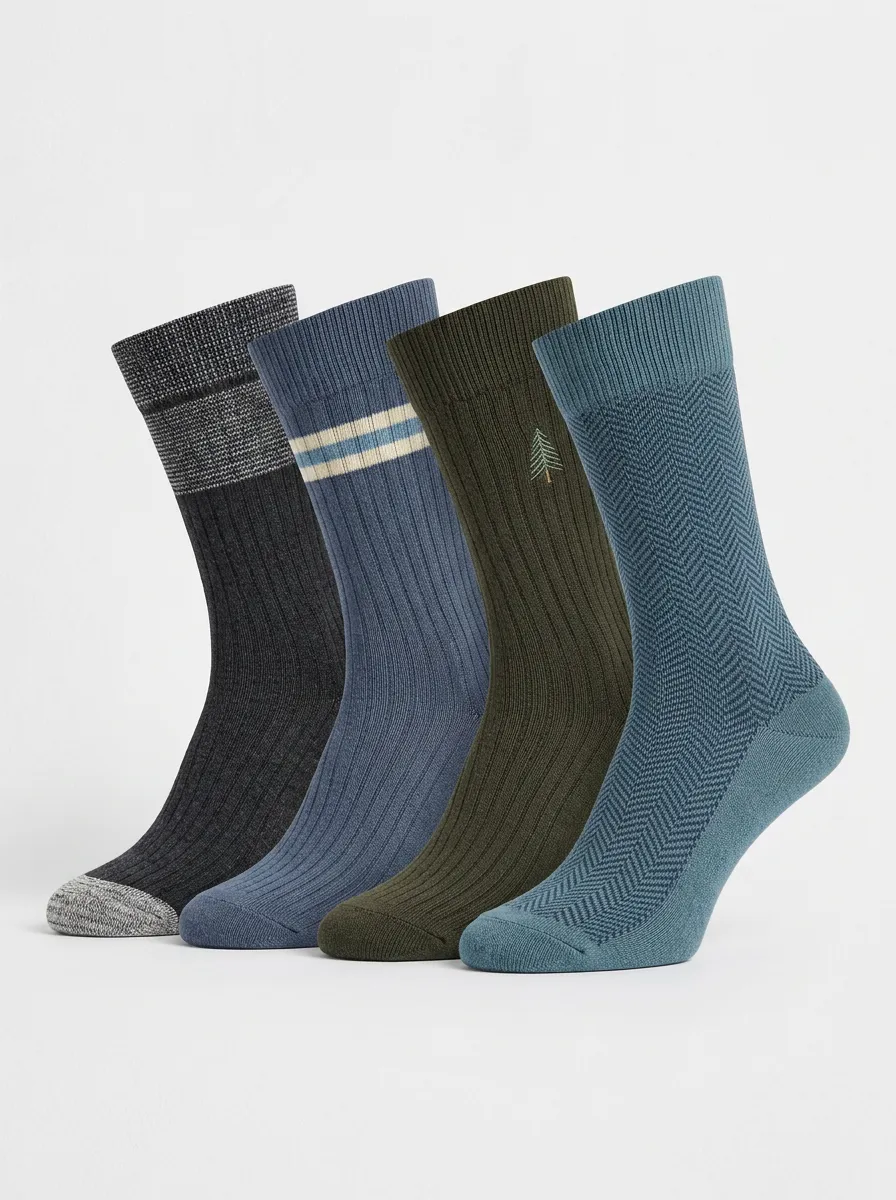 Men's Travel-Style Four Pair Socks