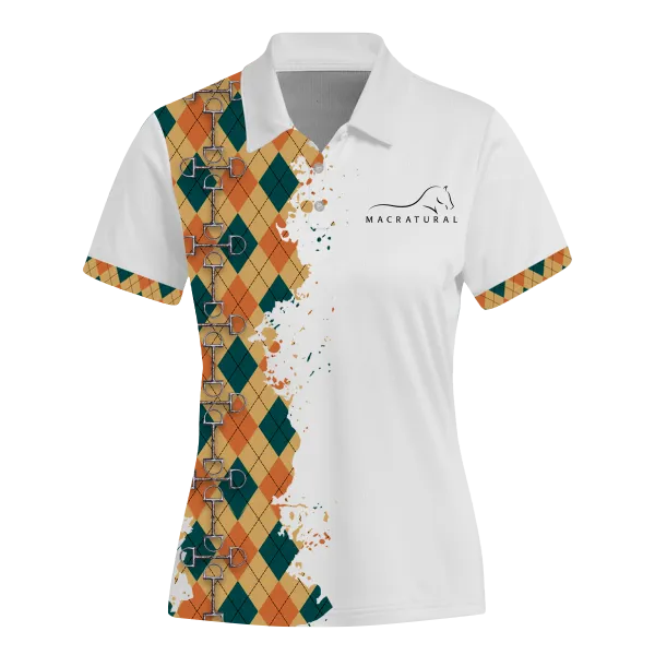 Women's Riding Style Horse Print Casual Short Sleeve POLO Shirt