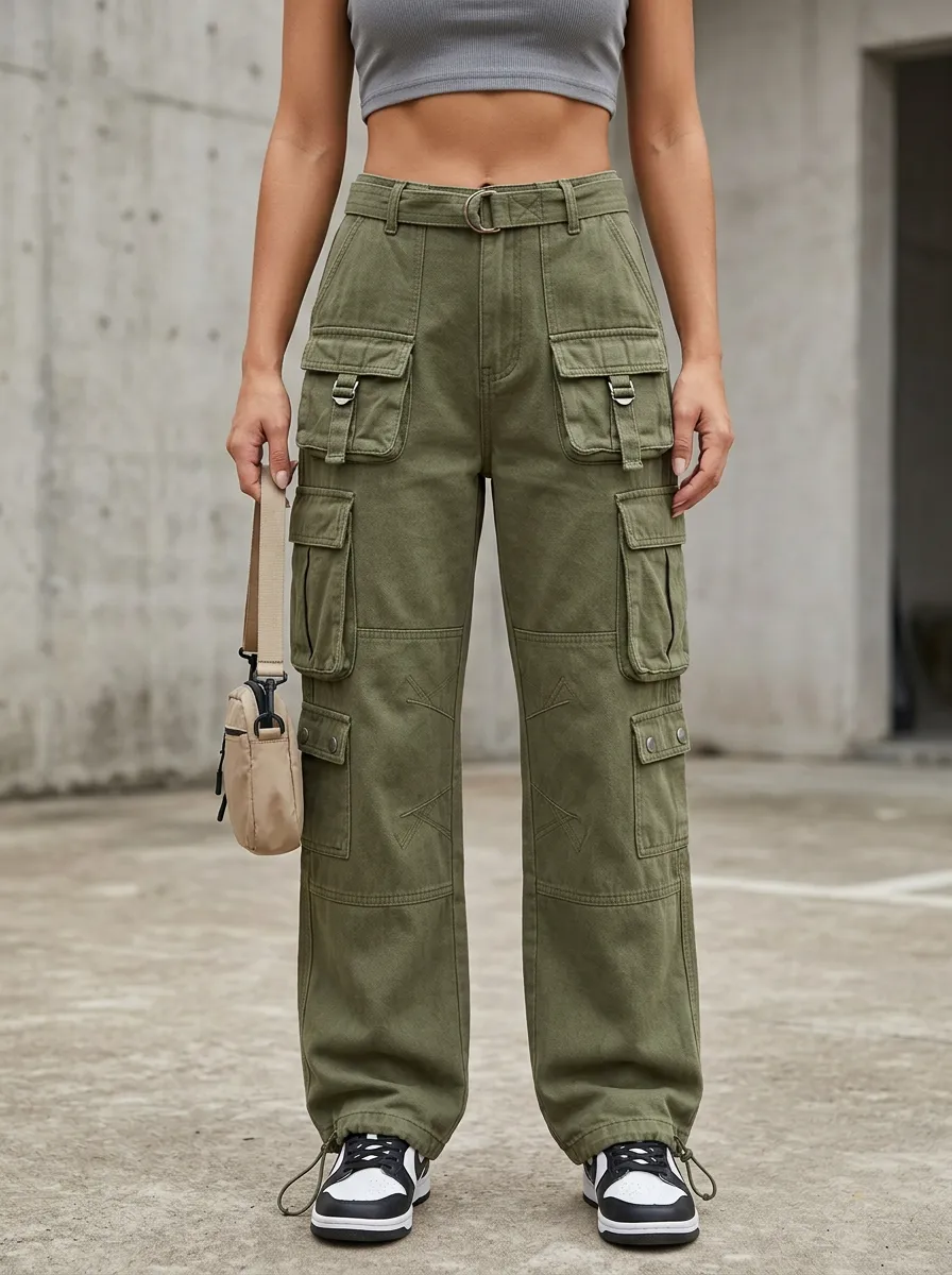 Signature Utility Style Multi Pocket Training Look Women's Multi Pocket Cargo Pants