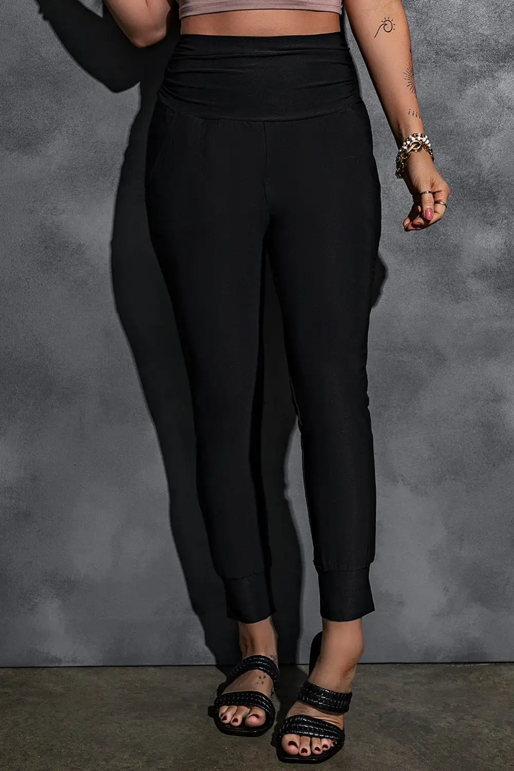 Layered High Waist Wide Leg Pants