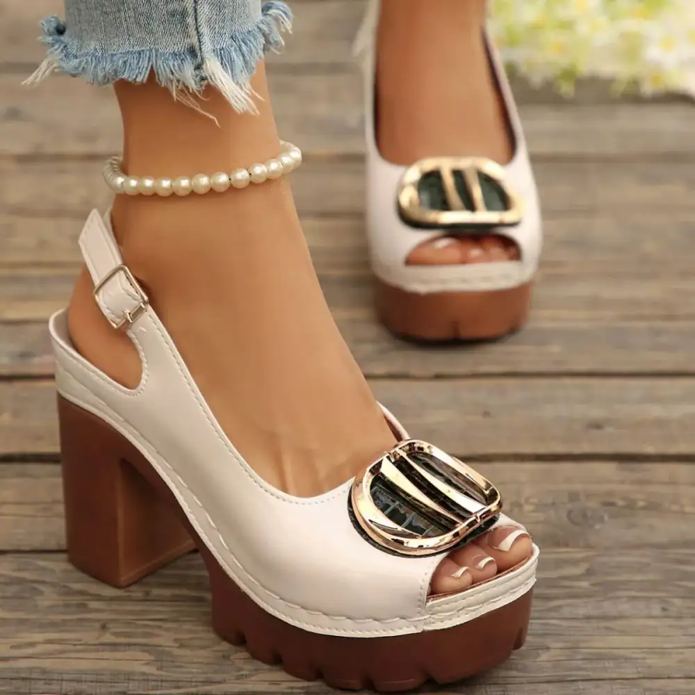 Refined Peep Toe Block Heel Sandals