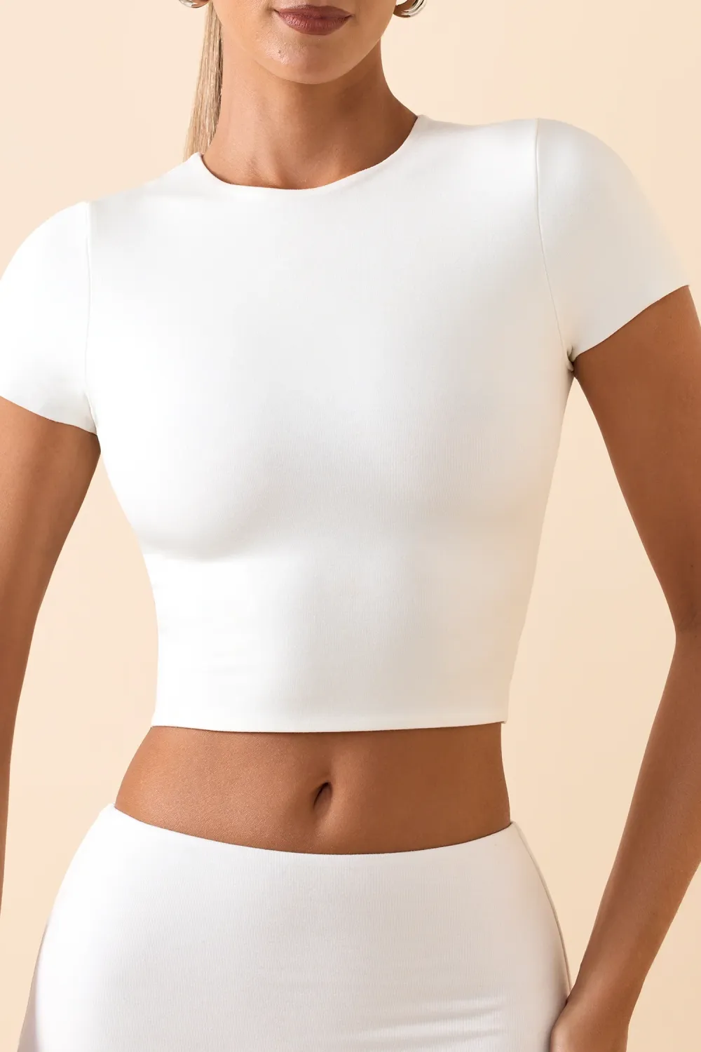 Simple Solid Color Round Neck Slim Short Sleeves