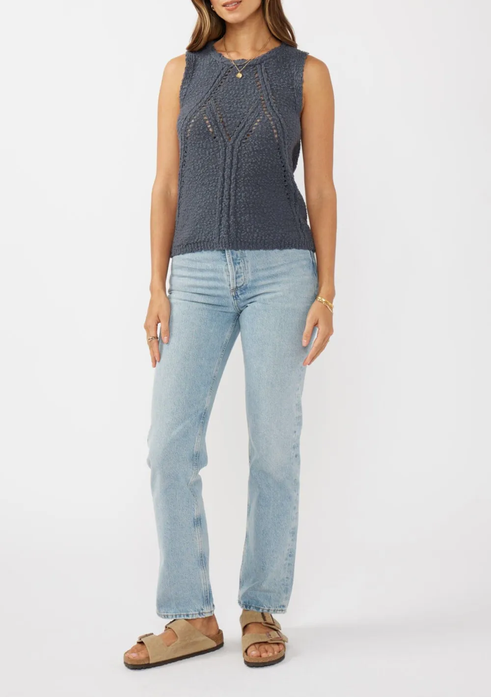 Hollow Round Neck Sweater Tank