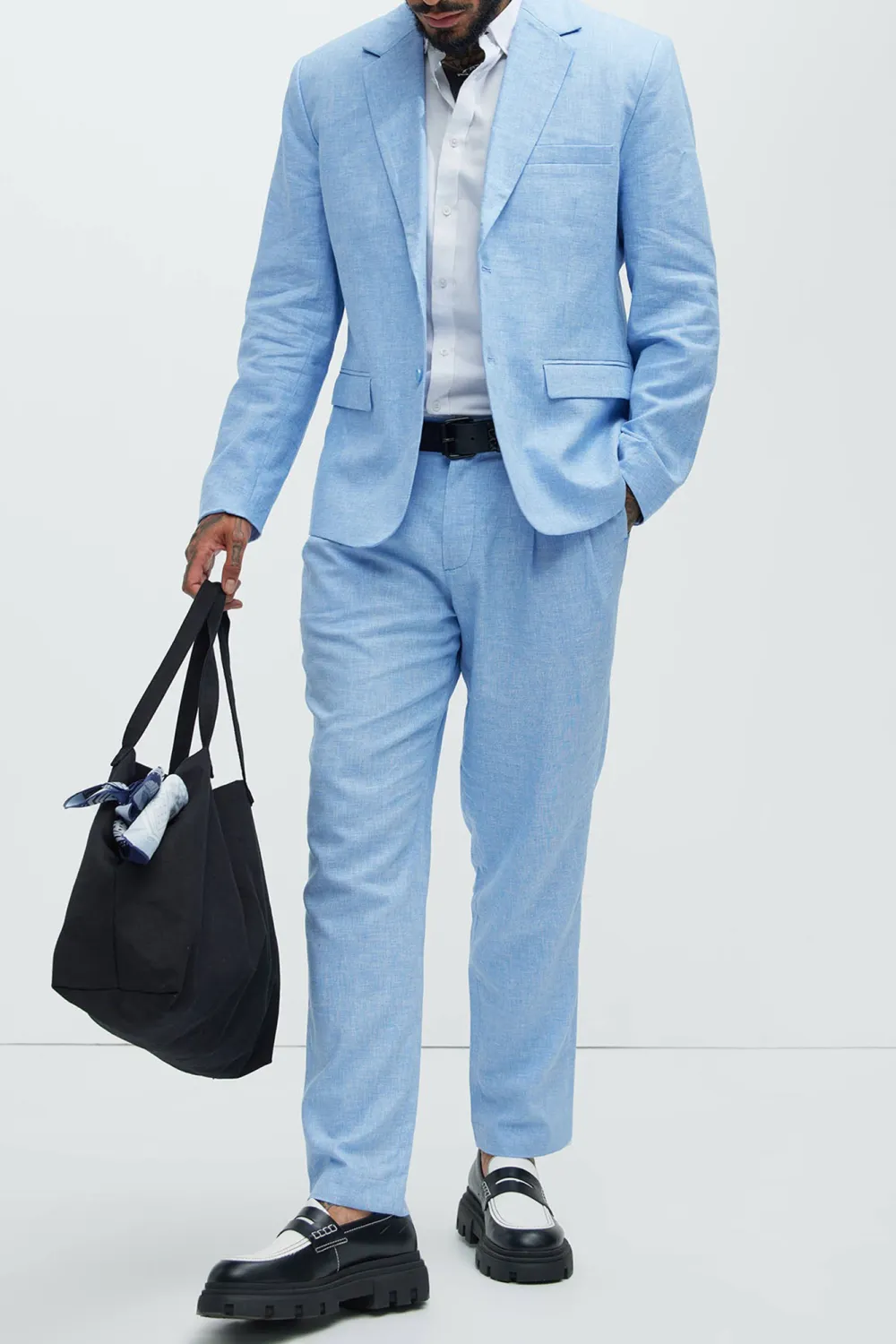 Linen Suit Jacket - Blue