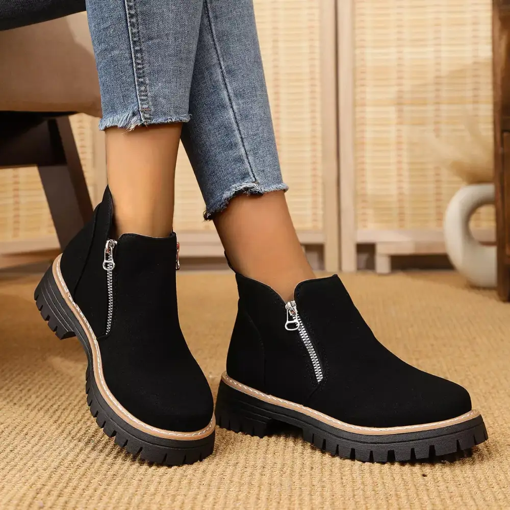 Ankle Boots with Zipper Accent