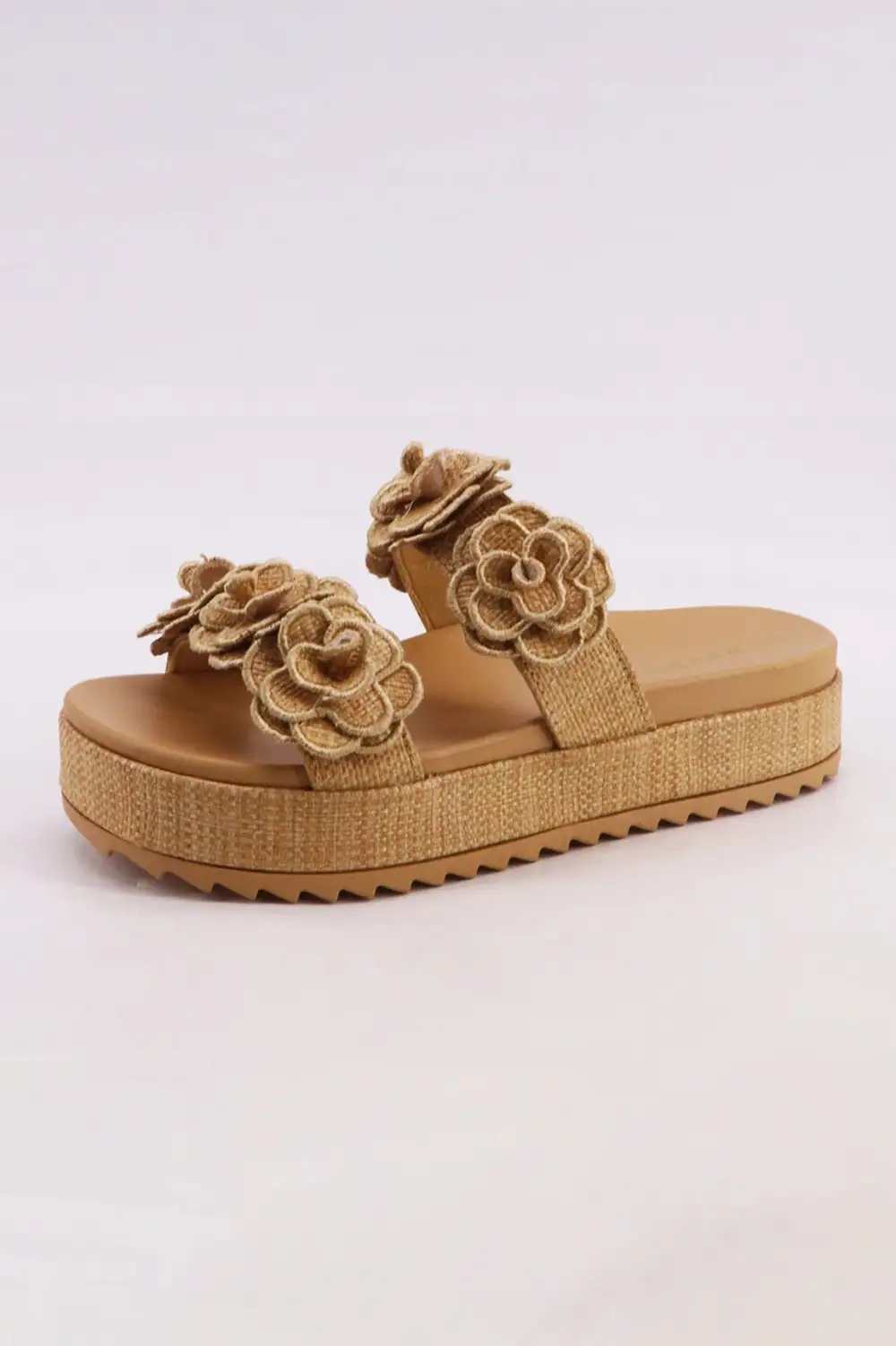 Raffia Platform Flat Sandal