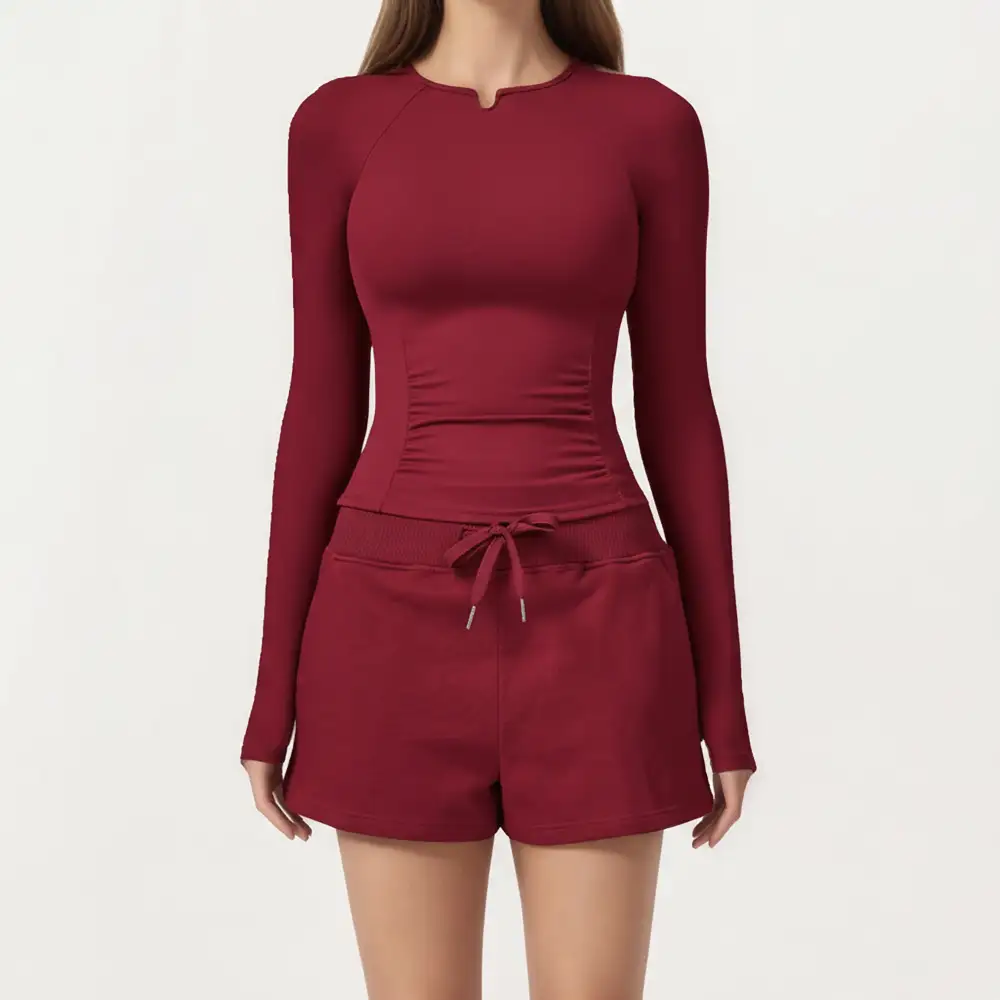 High-Waist Drawstring Wide-Waistband Side-Pocket Athletic Shorts