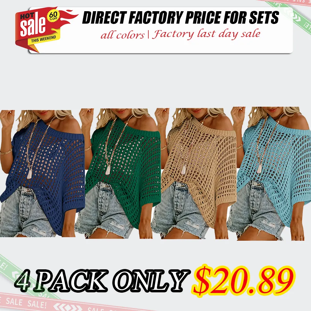 Women's Crew Neck Openwork Knit Pullover