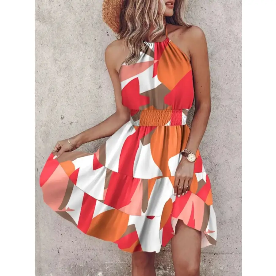 Paisley Print Halter Neck Mini Dress
