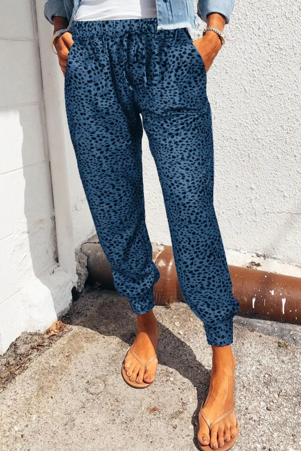 Pocketed Leopard-Print Jogger Pants