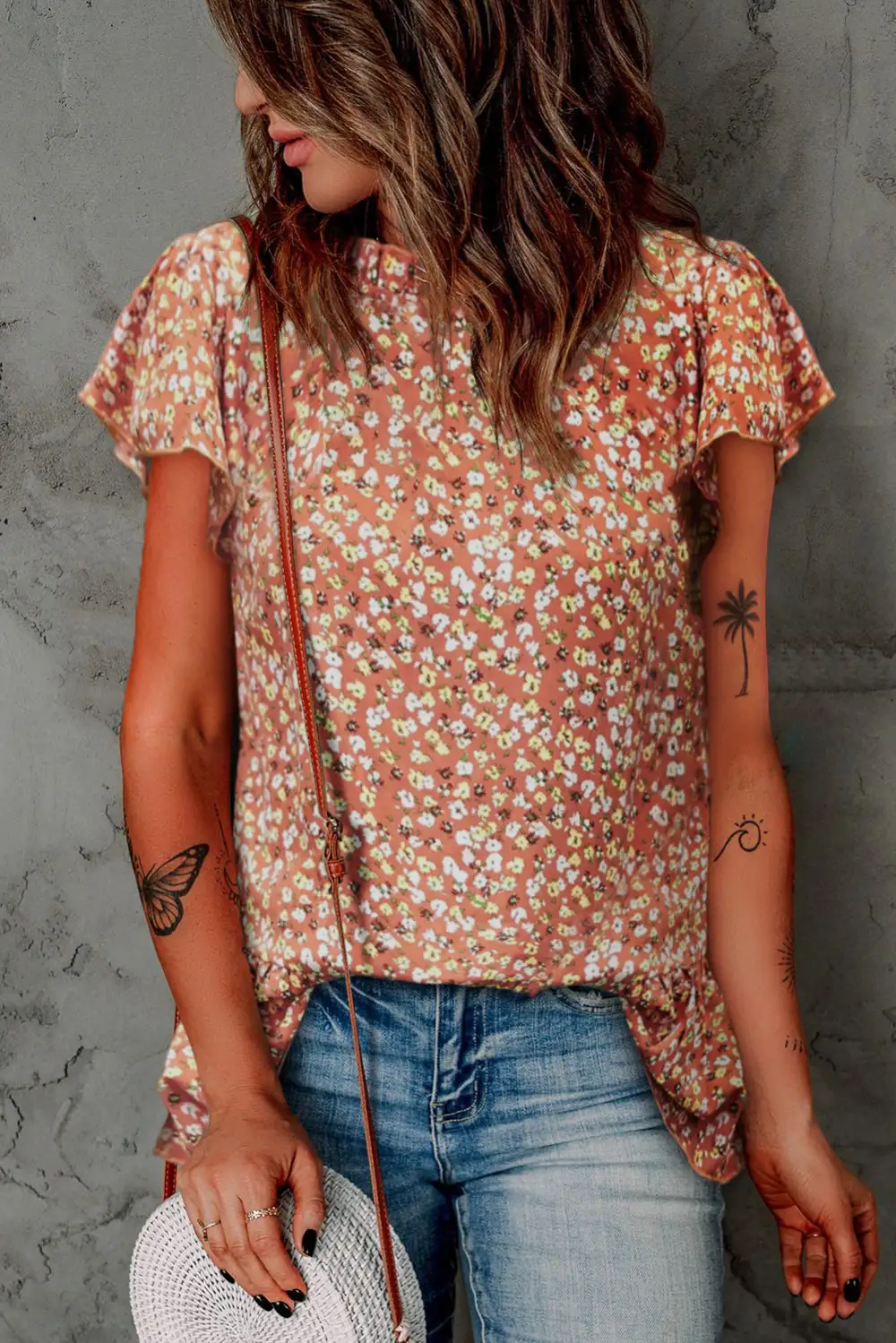 Flutter Sleeve Floral Blouse