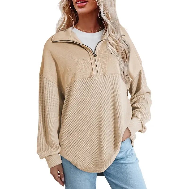 🔥Last Day💥Women's Half-Zip Waffle Knit Sweater🔥8-Pack Only $24