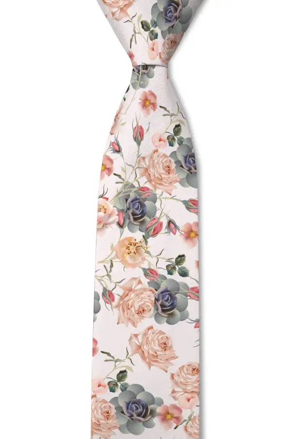 Vintage Rose Floral Pattern Necktie