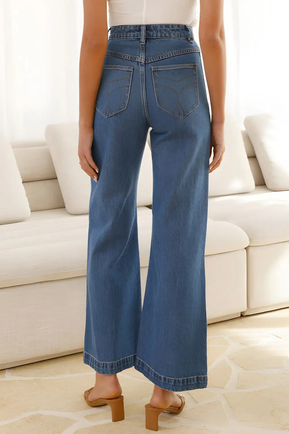 High Waist Bootcut Pocket Denim Jeans