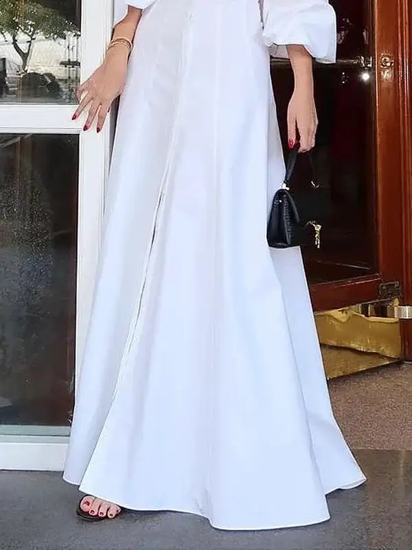 High Buttoned Long Maxi Dress
