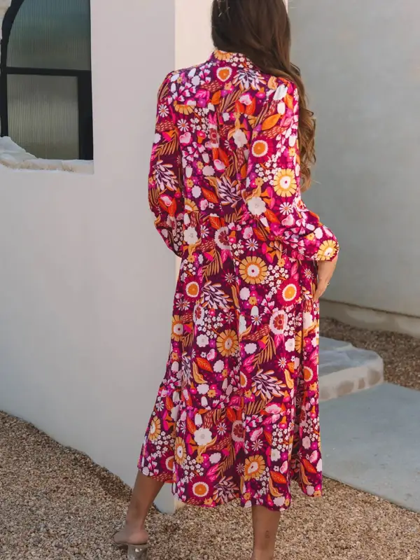 Floral Printed Pocketed Midi Dress