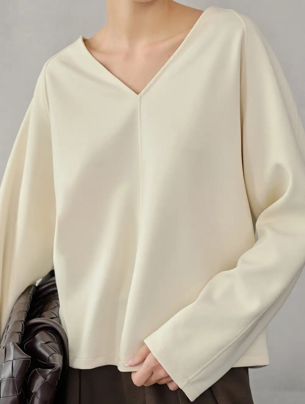 V Neck Reversible Loose Fit Sweatshirt