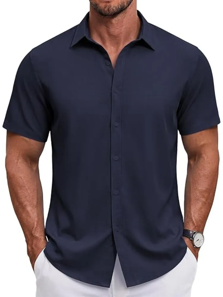 S Short Sleeve Casual Button-Down Shirt