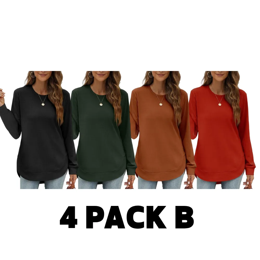 Women's Sweatshirt Crewneck Long Sleeve Shirts High Low Tops Curved Hem