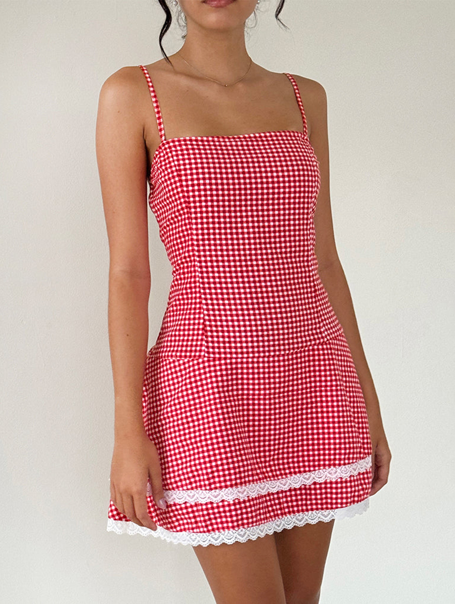 Mini Dress In Red Gingham