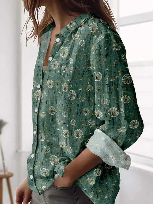 Cottagecore Dandelion Print Shirt
