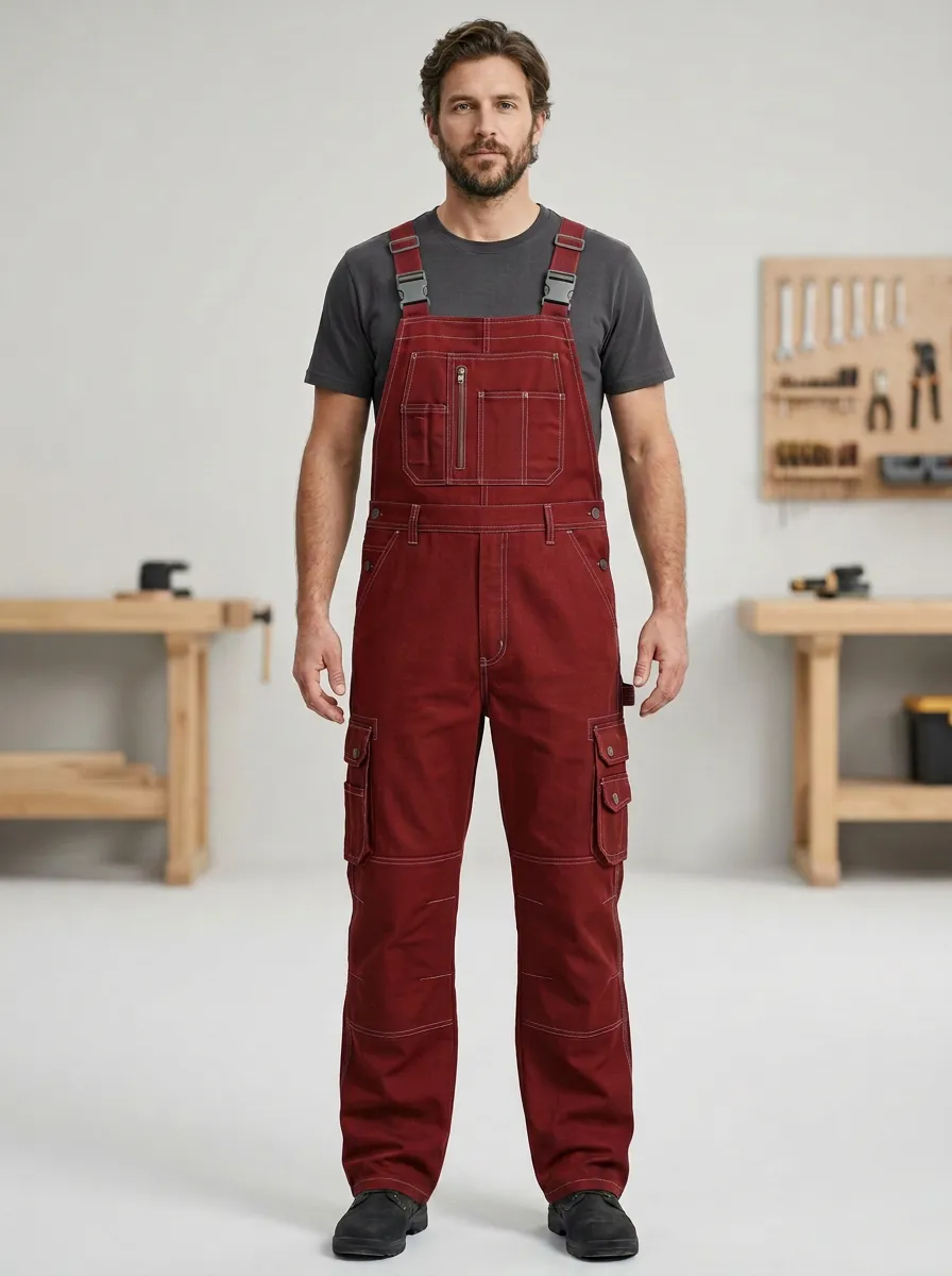 Men's Active Multi-Pocket Cargo Bib Work Overalls