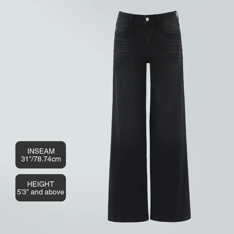 Mid-Low Waist Loose Stretch Wide Leg Jeans