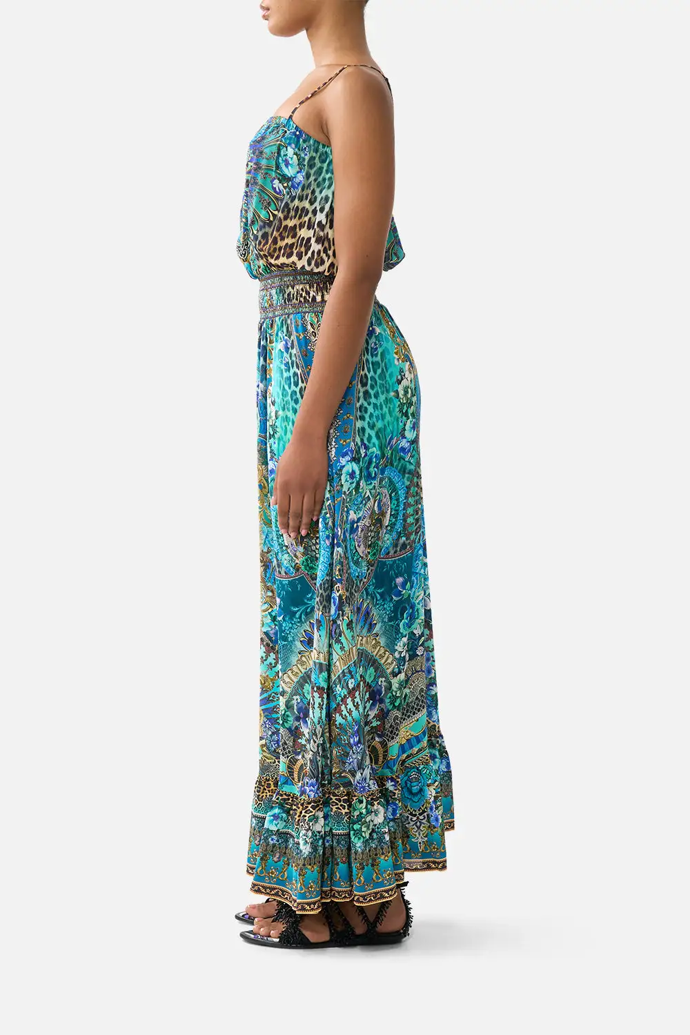 Shirred Waist Long Dress