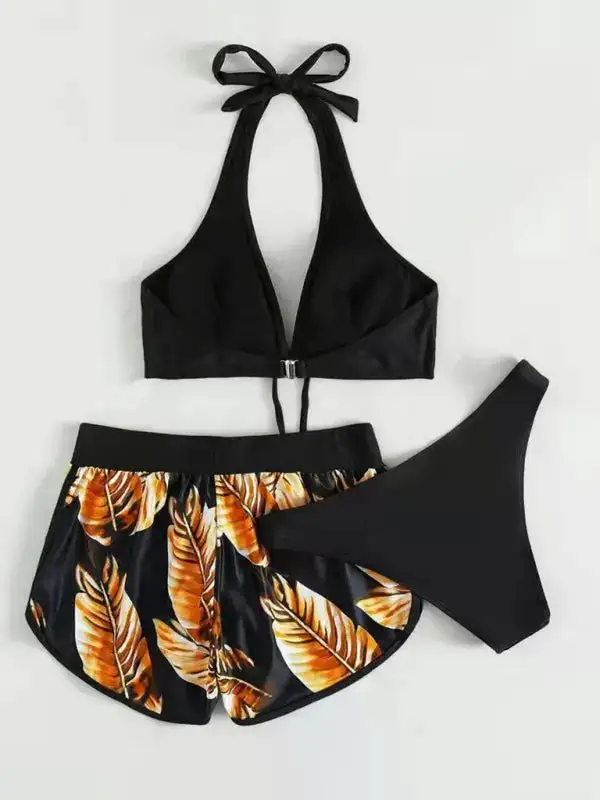 Multi Printed Layered Bikini Swim Set