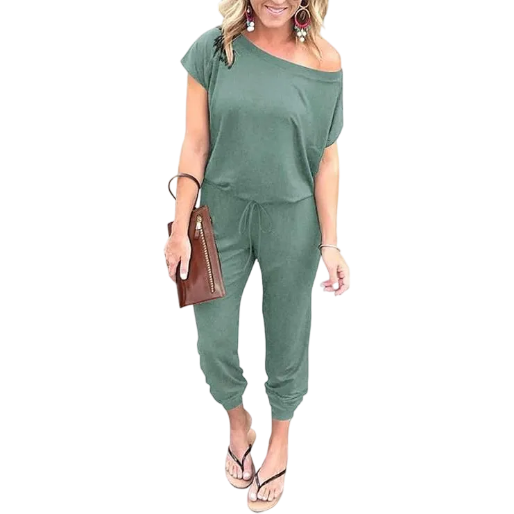 Women's Jumpsuit Off-Shoulder Elastic Waist Stretchy