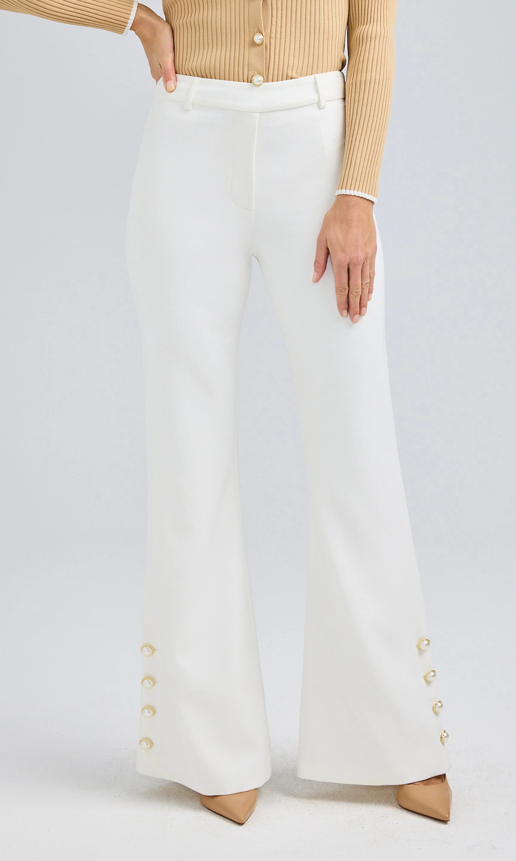 White Crepe Long Pants