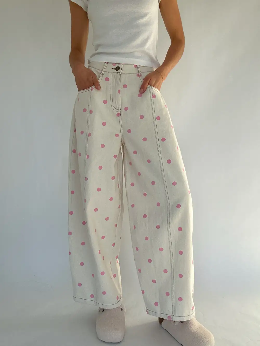 Polka Dot Barrel Pants