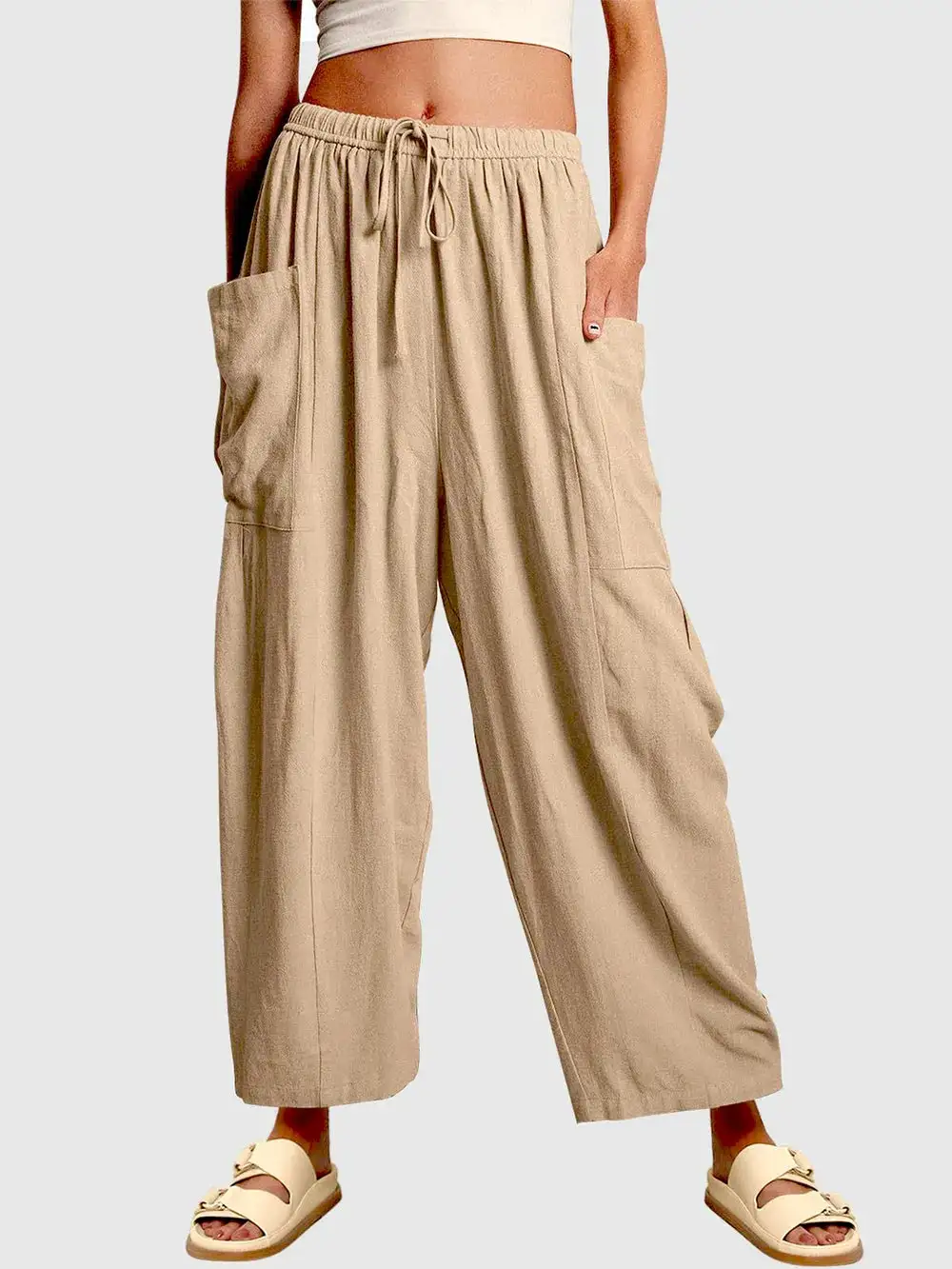 Polished Wide Leg Pocket Detail Pants