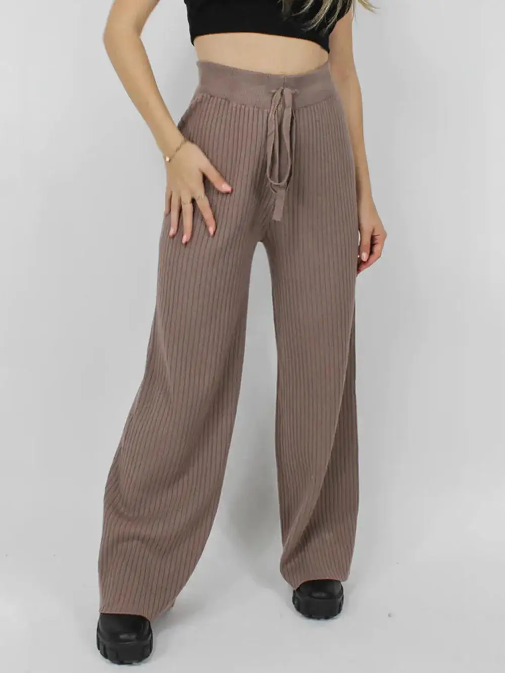 Wide Leg Ribbed Pants