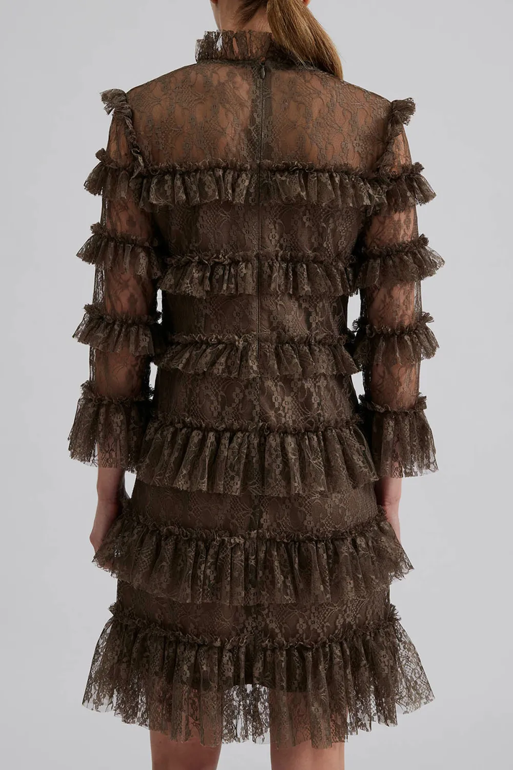 Tiered Fringe Lace Mini Dress