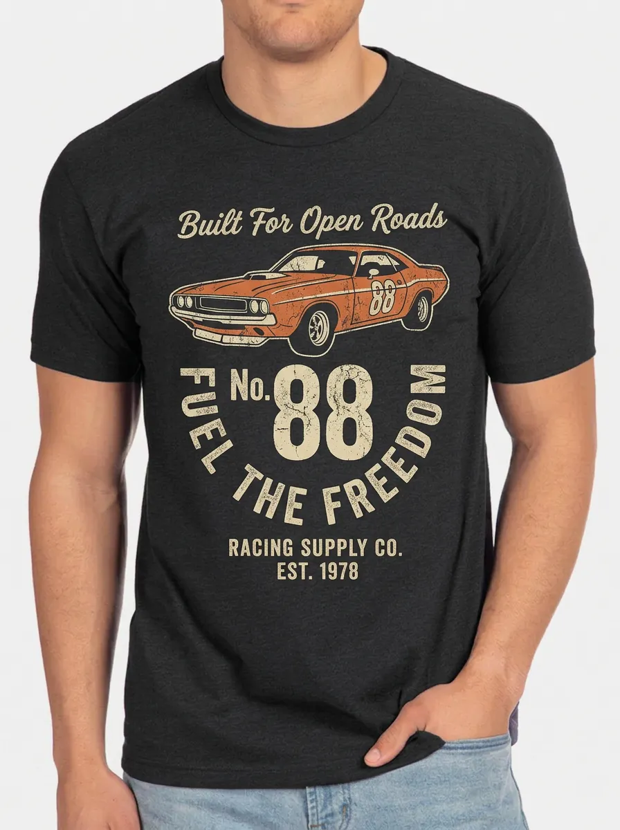 Men's Vintage Muscle Car 88 Racing Printed T-shirt