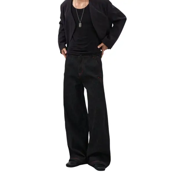 Washed Raw Denim Embroidered Denim Jeans