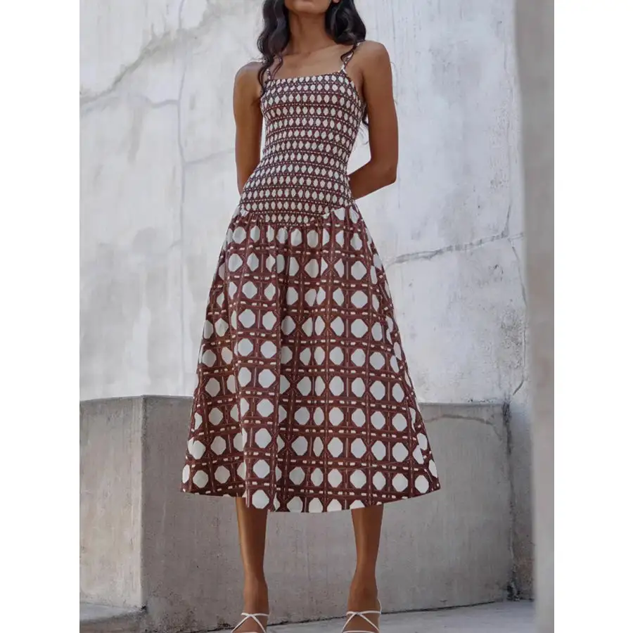 Geometric Pattern Cami Midi Dress